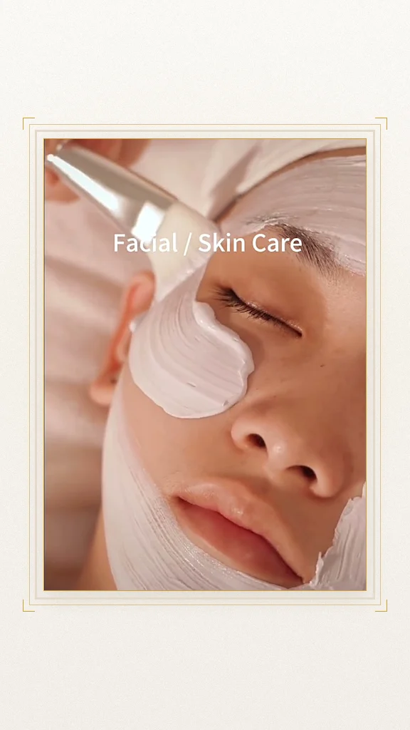 Esthetician applying a Comfort Zone treatment mask during a facial at Soul Massage Head Spa